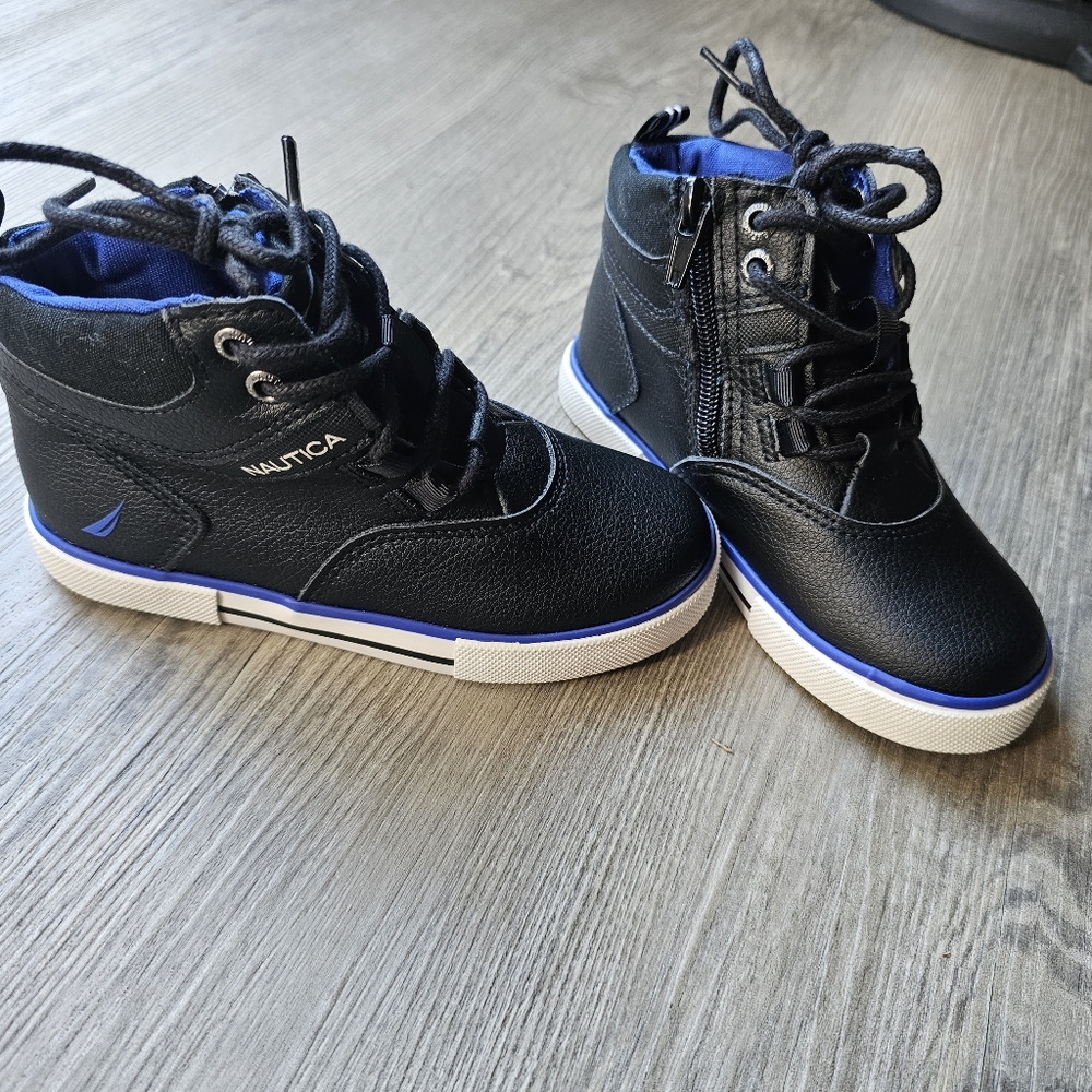 Nautica Black and Blue Size 10 Toddler High Top Sneakers
